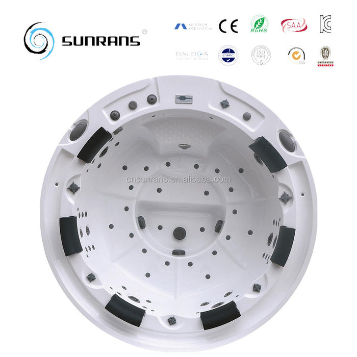 6 person round hot tub with overflow system