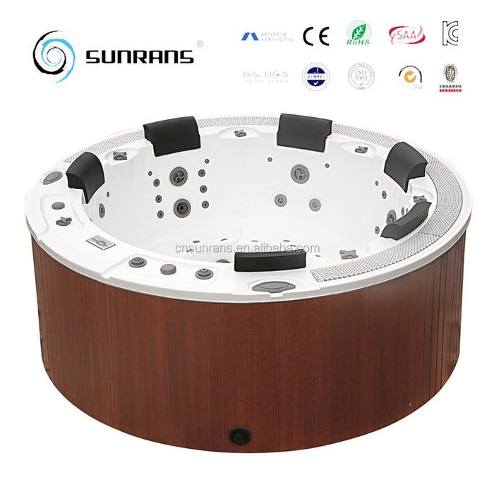 6 person round hot tub with overflow system
